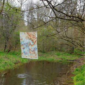 Textile hanging over stream