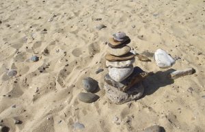 Balance pile of stones at Benacre beach